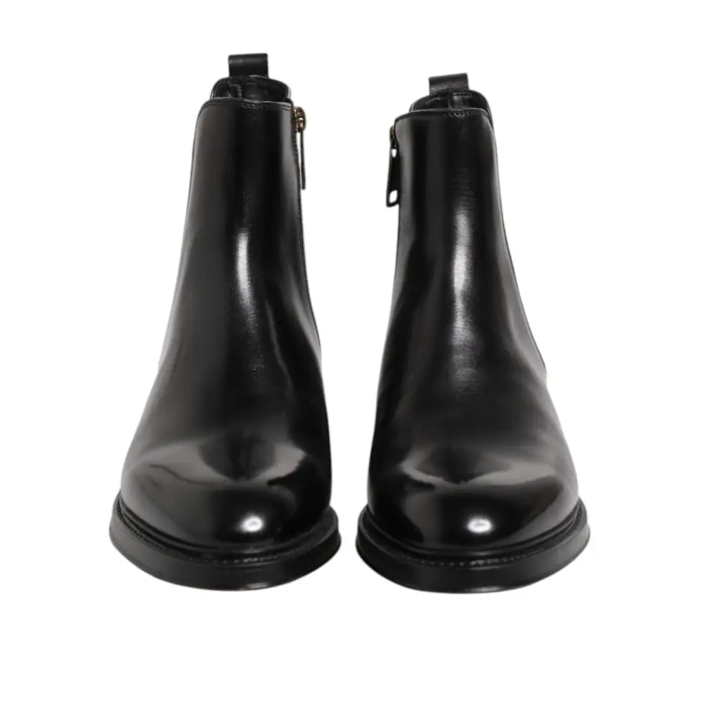 Dolce & Gabbana gabbana black chelsea støvler i sort læder med glans og lynlås