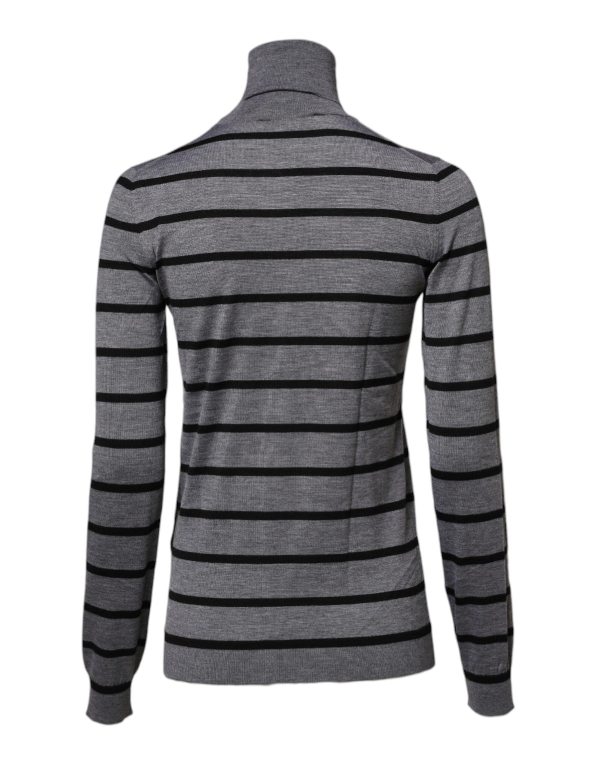 Dolce & Gabbana gray striped turtleneck pullover sweater in cashmere and silk