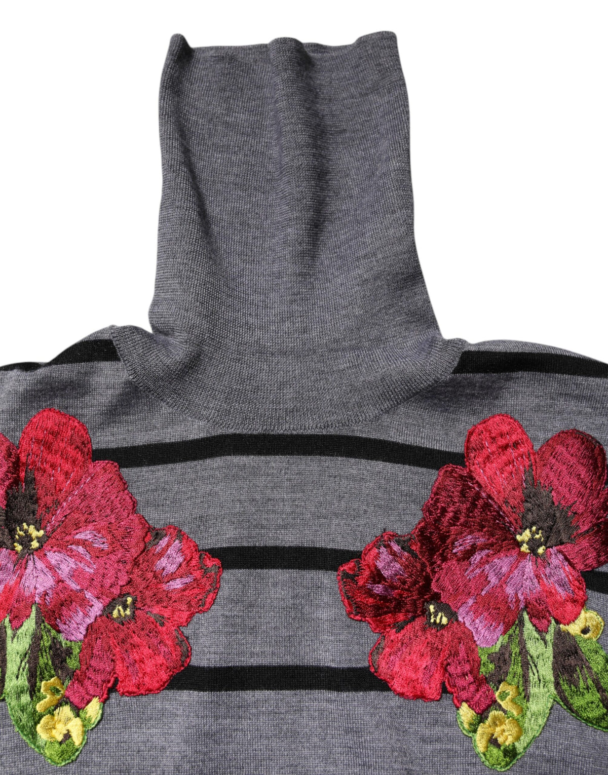 Dolce & Gabbana gray striped turtleneck pullover sweater in cashmere and silk