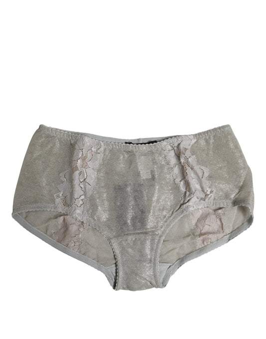 Gray Dolce & Gabbana high-waist panty in cotton, nylon and elastane
