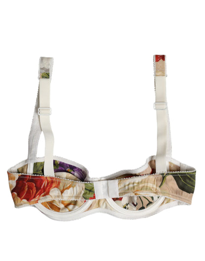 Dolce & Gabbana Beige Floral Balconcino Underwired Bra Underwear