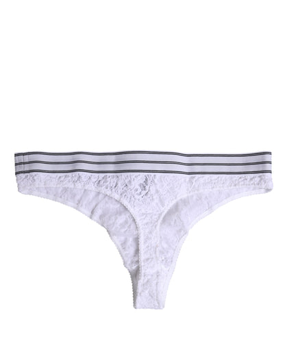 Dolce & Gabbana White Nylon Floral Lace Bottom Panty Underwear