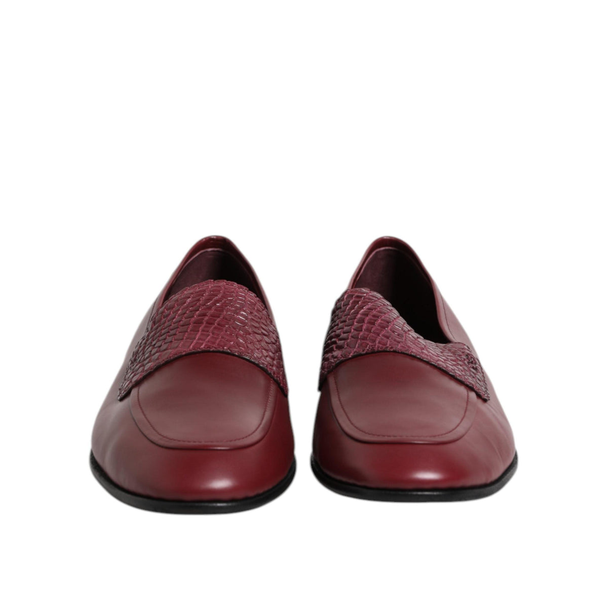 Dolce & Gabbana Burgundy Calfskin Leather Formal Slip On Shoes