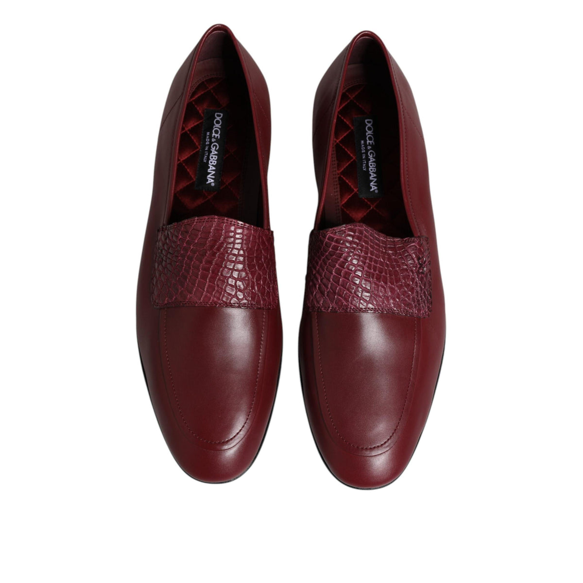 Dolce & Gabbana Burgundy Calfskin Leather Formal Slip On Shoes