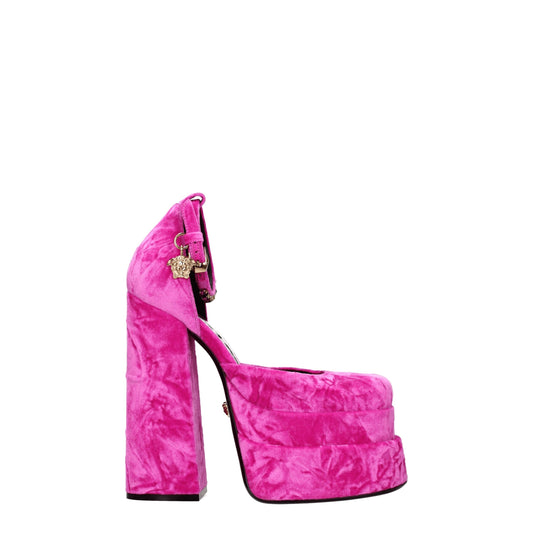 Versace fuchsia velvet platform sandals