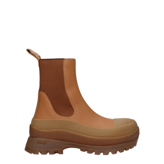Brown eco leather ankle boots