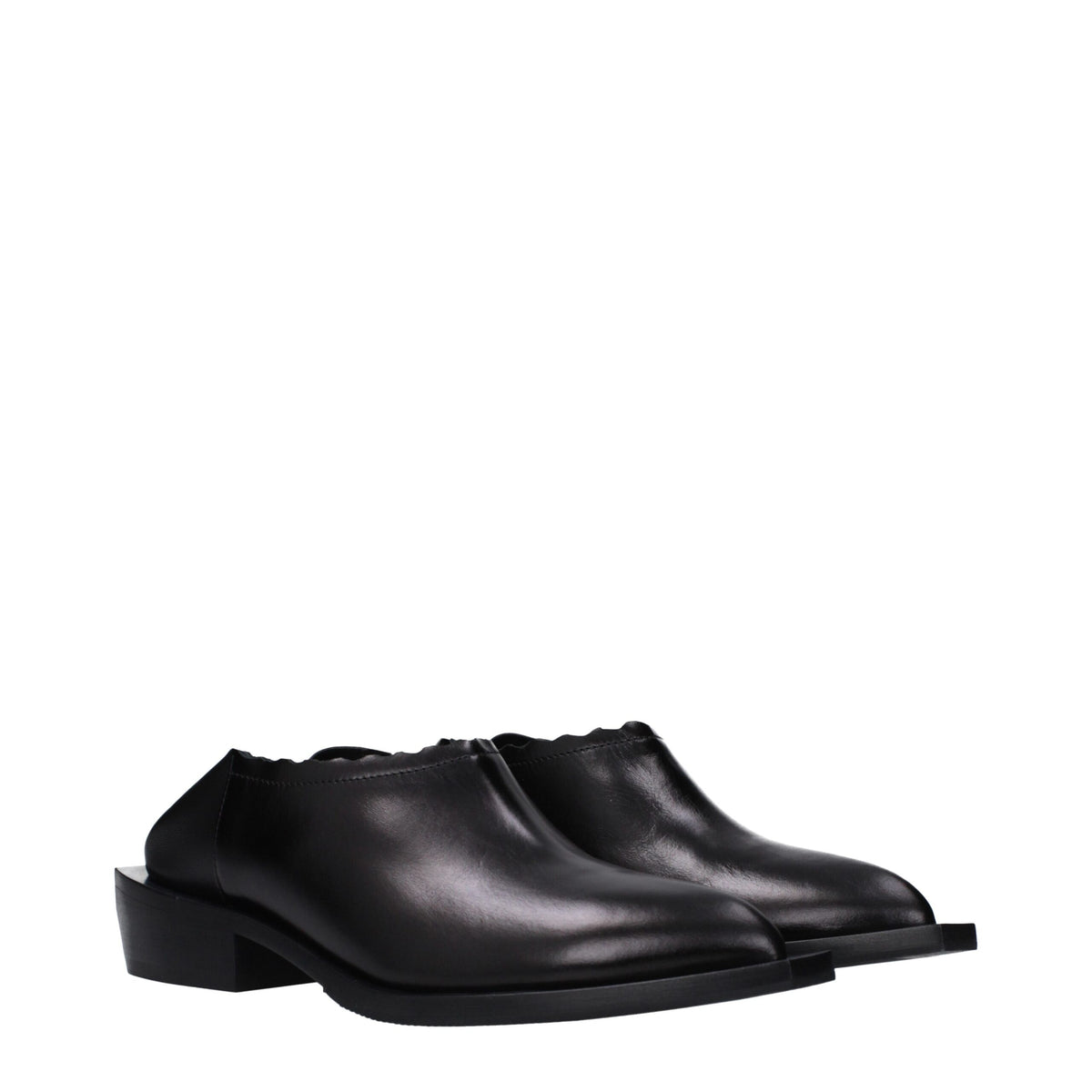 Moschino Black Leather Mules