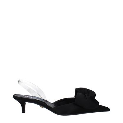 Versace Black Satin Flat Sandals