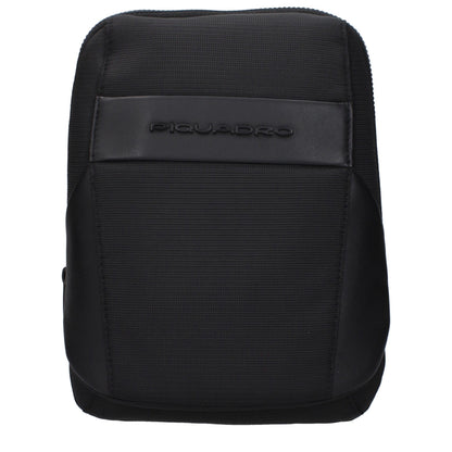 Piquadro Black Fabric Crossbody Bag