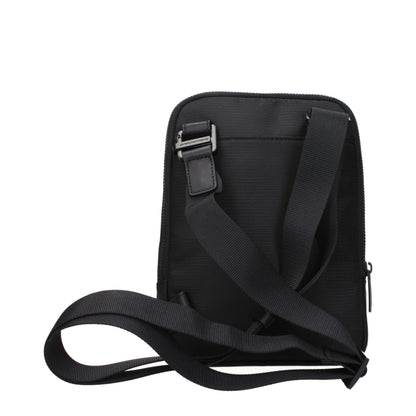Piquadro Black Fabric Crossbody Bag