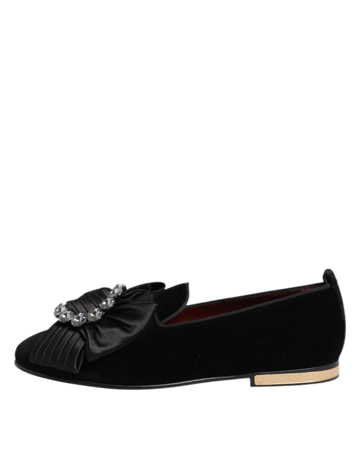 Dolce &amp; Gabbana Black VATICANO Crystal Ribbon Slip On Shoes