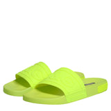 Dolce & Gabbana Green Rubber Slides Sandals Beachwear Shoes