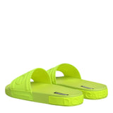 Dolce & Gabbana Green Rubber Slides Sandals Beachwear Shoes