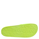 Dolce & Gabbana Green Rubber Slides Sandals Beachwear Shoes