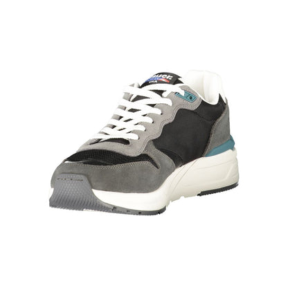 Blauer Black Leather Men Sneakers