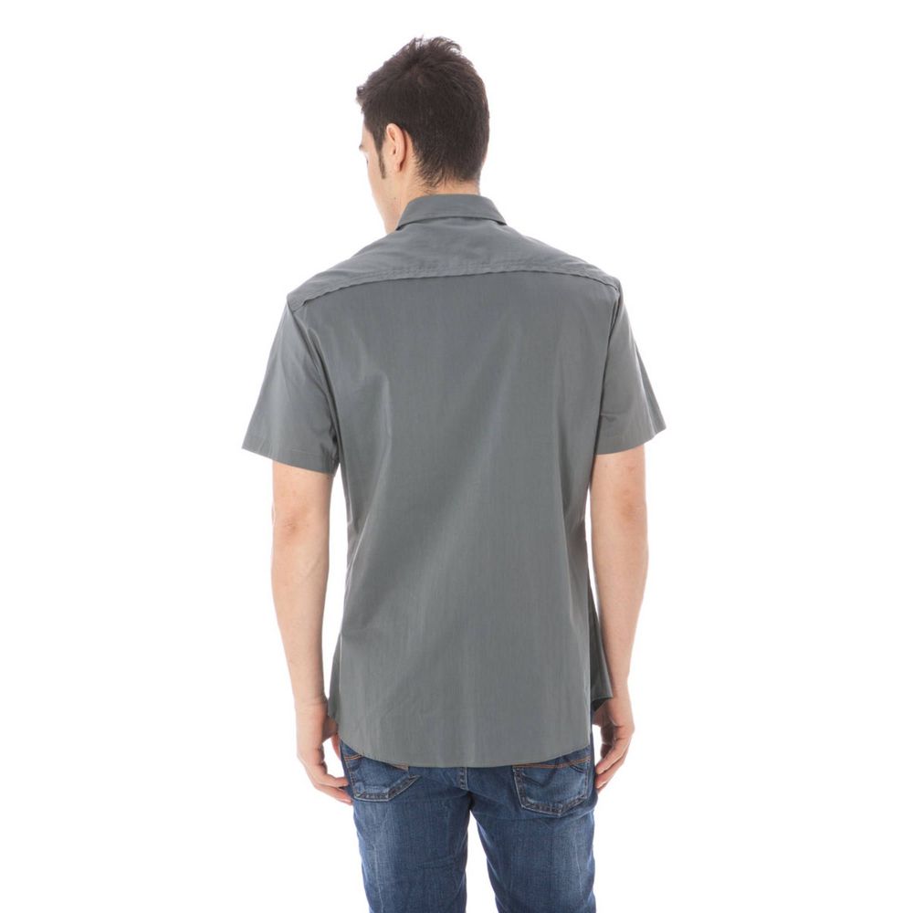 Costume National "Gray Cotton Men's Shirt with Italian Collar"