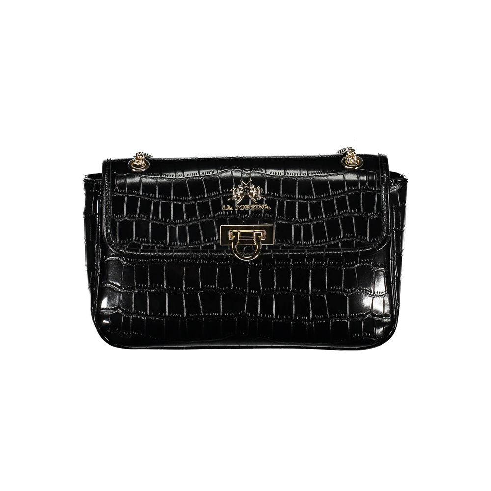 La Martina black polyurethane shoulder bag