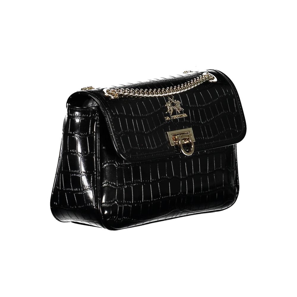 La Martina black polyurethane shoulder bag