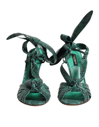 Dolce & Gabbana Python-Leather Heeled Sandals – Green