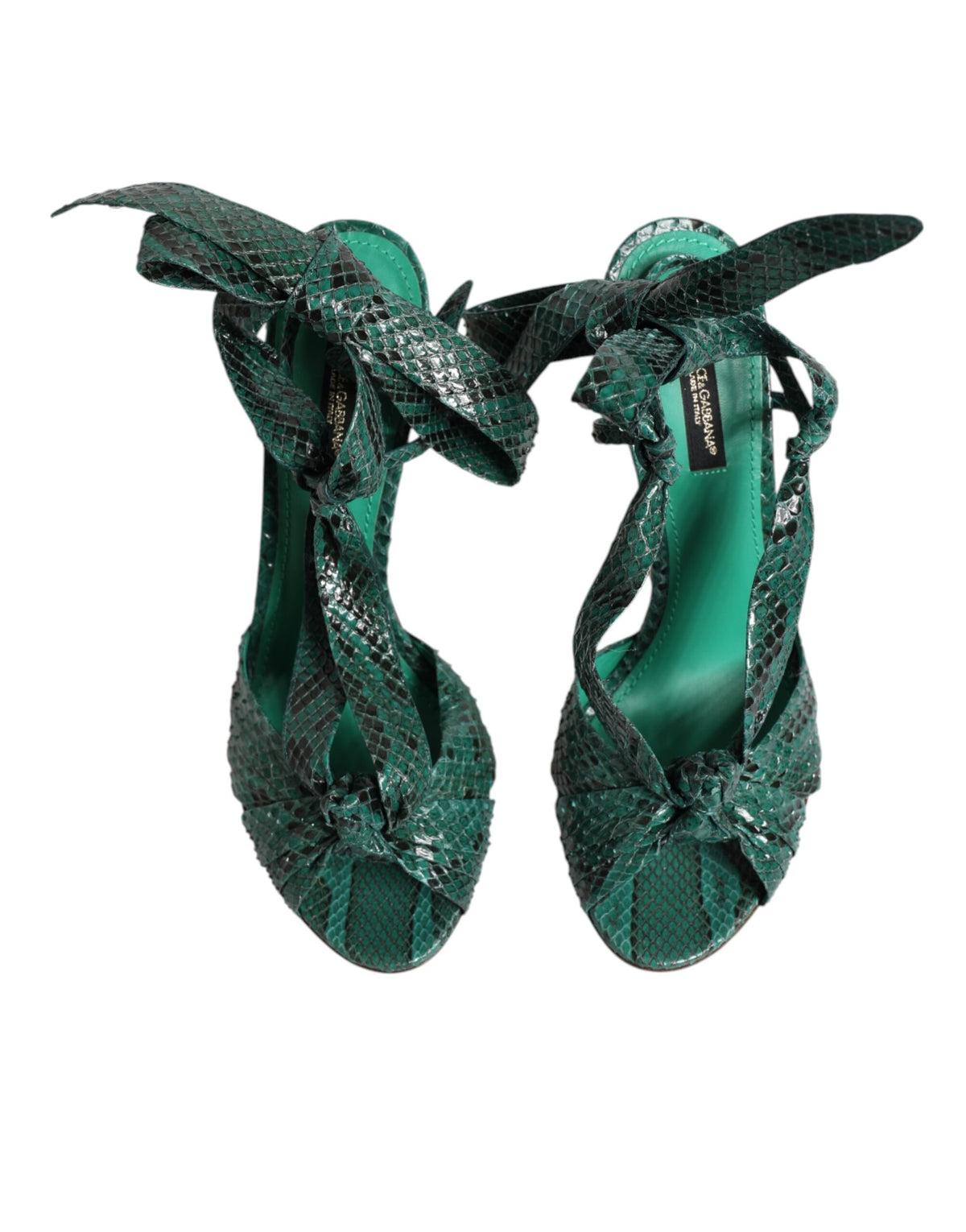 Dolce & Gabbana Python-Leather Heeled Sandals – Green