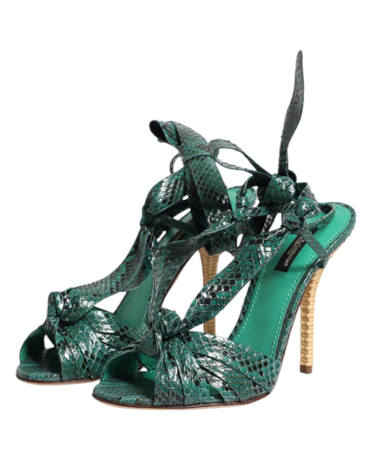 Dolce & Gabbana Python-Leather Heeled Sandals – Green