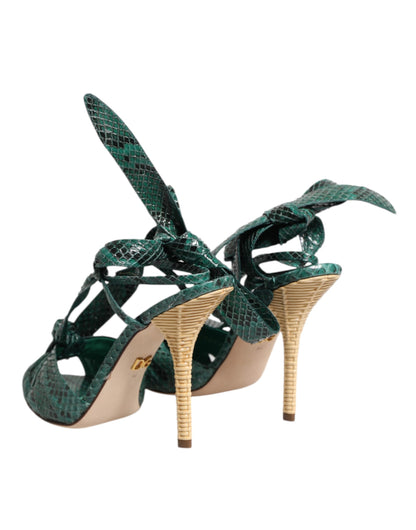 Dolce & Gabbana Python-Leather Heeled Sandals – Green