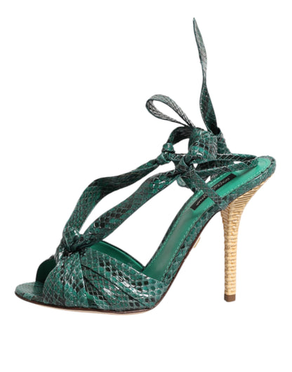 Dolce & Gabbana Python-Leather Heeled Sandals – Green