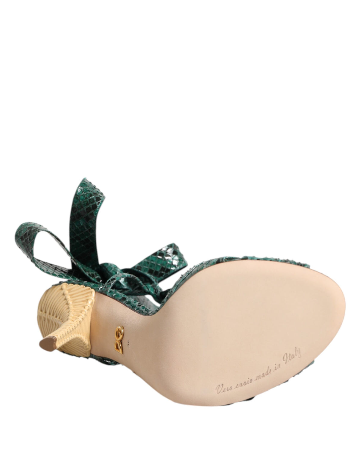 Dolce & Gabbana Python-Leather Heeled Sandals – Green