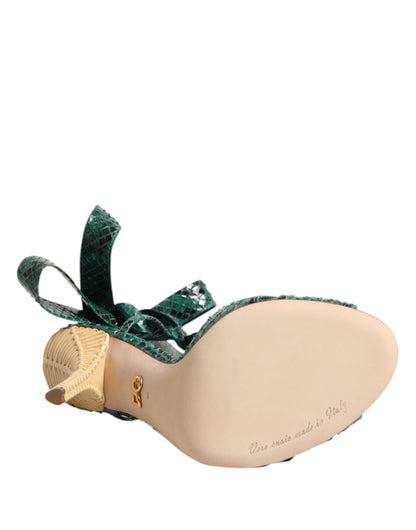 Dolce & Gabbana Python-Leather Heeled Sandals – Green