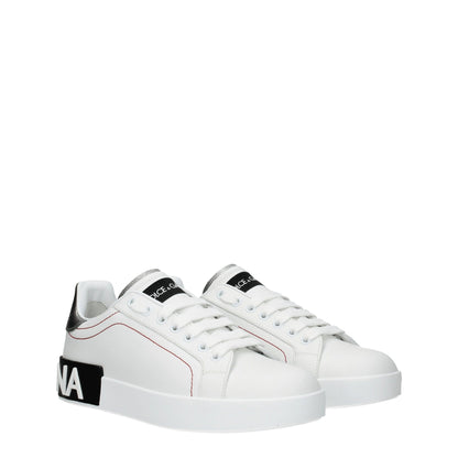 Dolce & Gabbana White Leather Low Top Sneakers