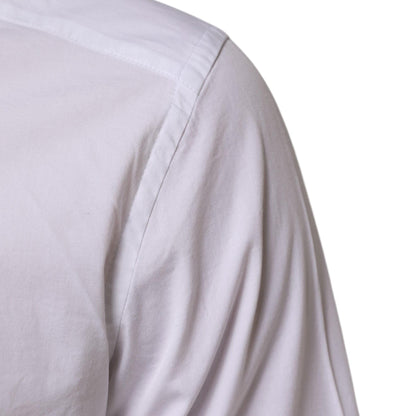 Dolce & Gabbana White Cotton GOLD Long Sleeves Formal Men Shirt