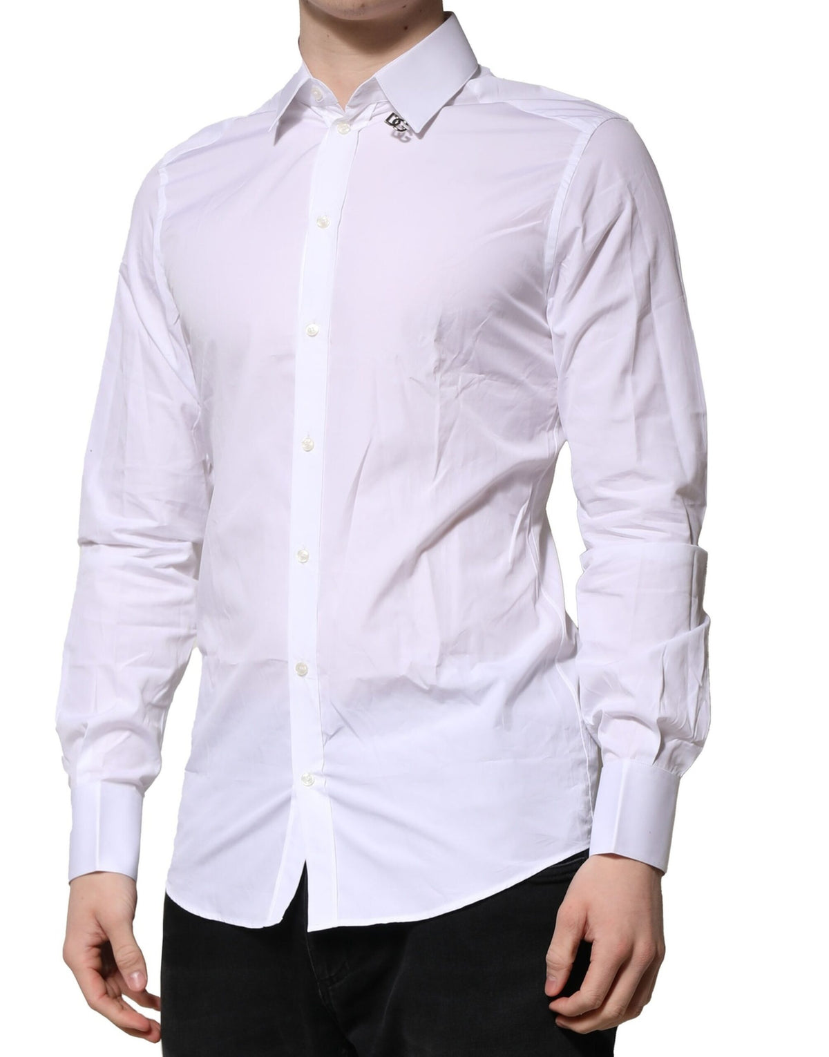 Dolce & Gabbana White Cotton GOLD Long Sleeves Formal Shirt