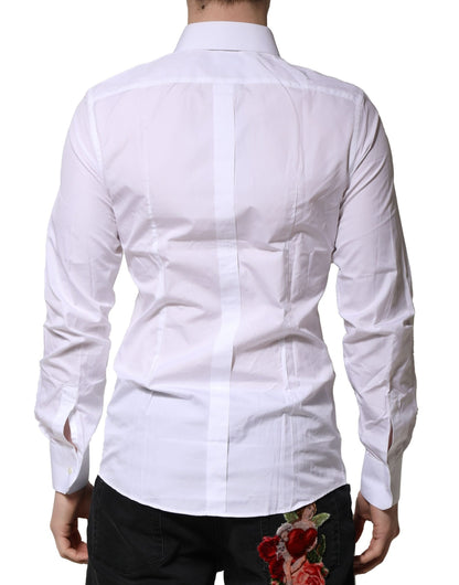 Dolce & Gabbana White Cotton GOLD Long Sleeves Formal Shirt