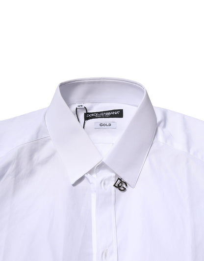 Dolce & Gabbana White Cotton GOLD Long Sleeves Formal Shirt