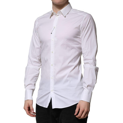 Dolce & Gabbana White Cotton GOLD Long Sleeves Formal Shirt