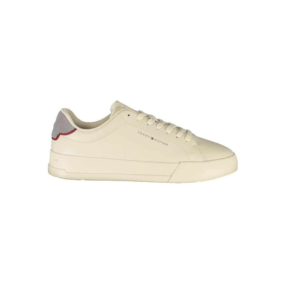 Tommy Hilfiger Beige Leather Men Sneakers