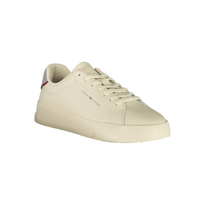 Tommy Hilfiger Beige Leather Men Sneakers