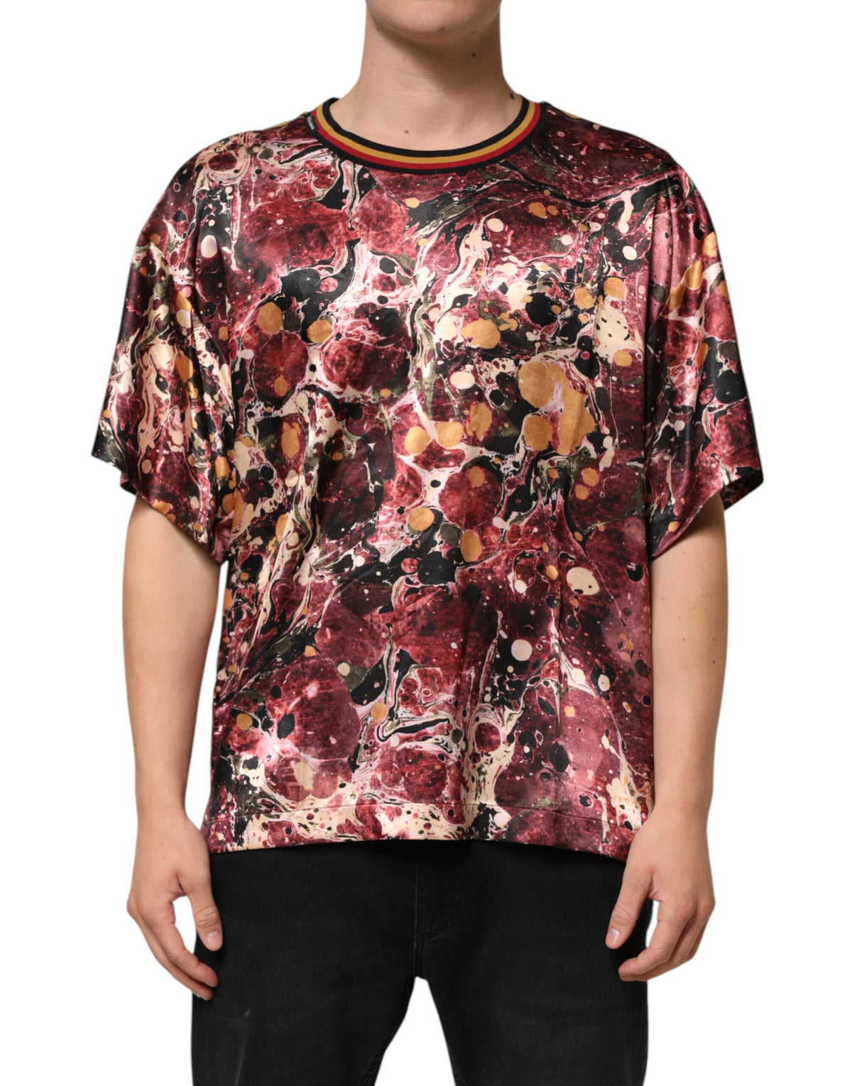 Dolce & Gabbana Multicolor Polyester Marble Print Oversize T-shirt