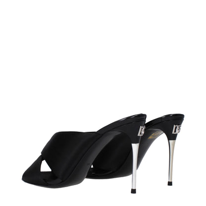 Dolce & Gabbana Black Satin Stiletto Heel Sandals