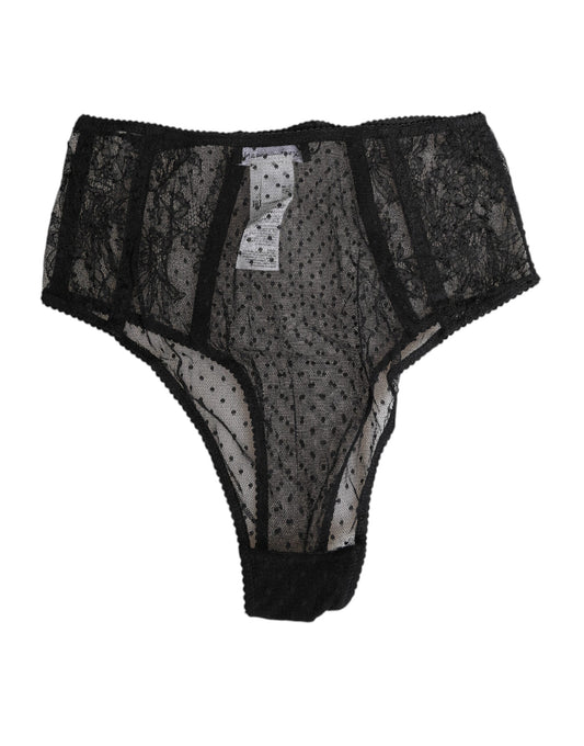 Dolce & Gabbana black high-waist lace and mesh briefs