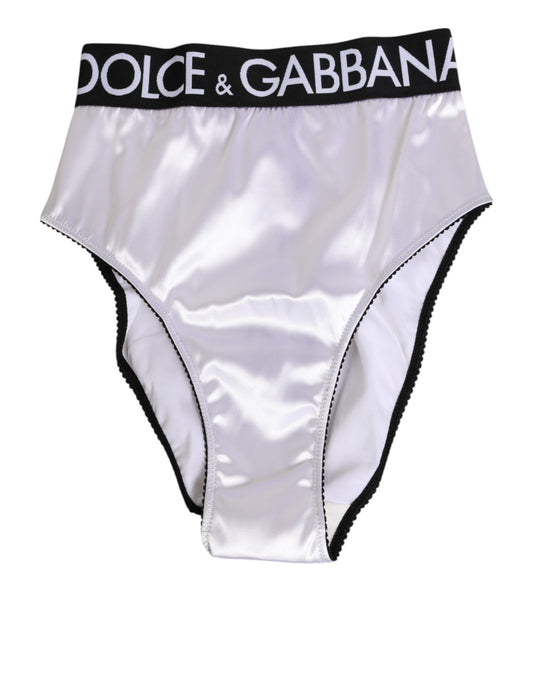 Dolce & Gabbana white high-waist satin briefs