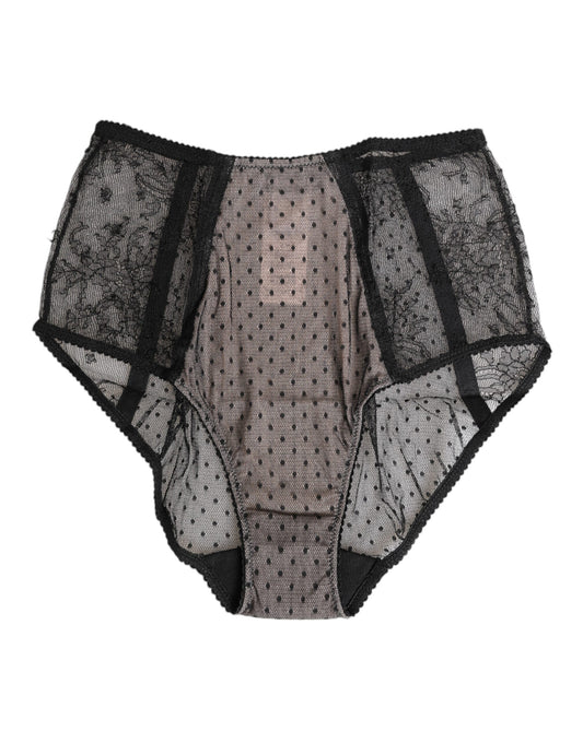Dolce & Gabbana black high-waist lace briefs with polka dots