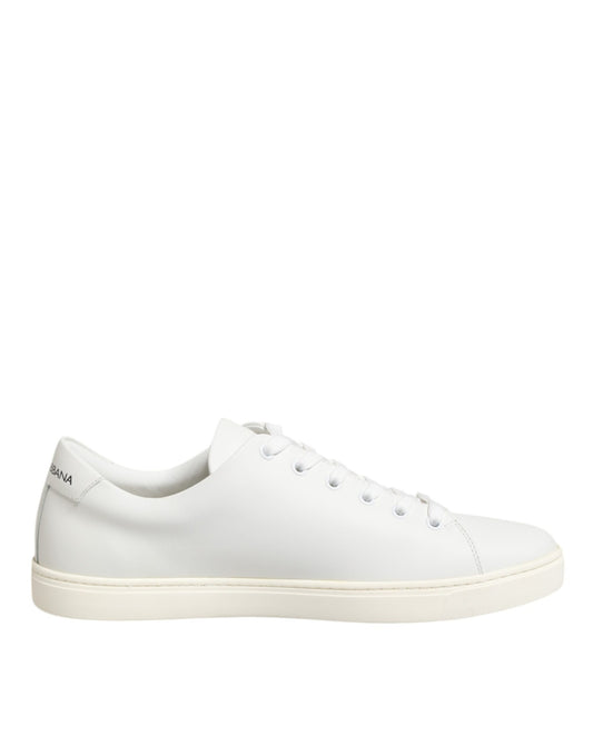 Dolce & Gabbana White Leather Sacre Heart Patch Sneakers Shoes