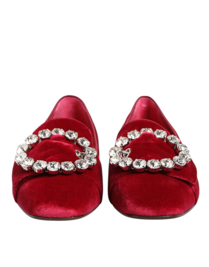 Red Dolce & Gabbana jacquard velvet loafers