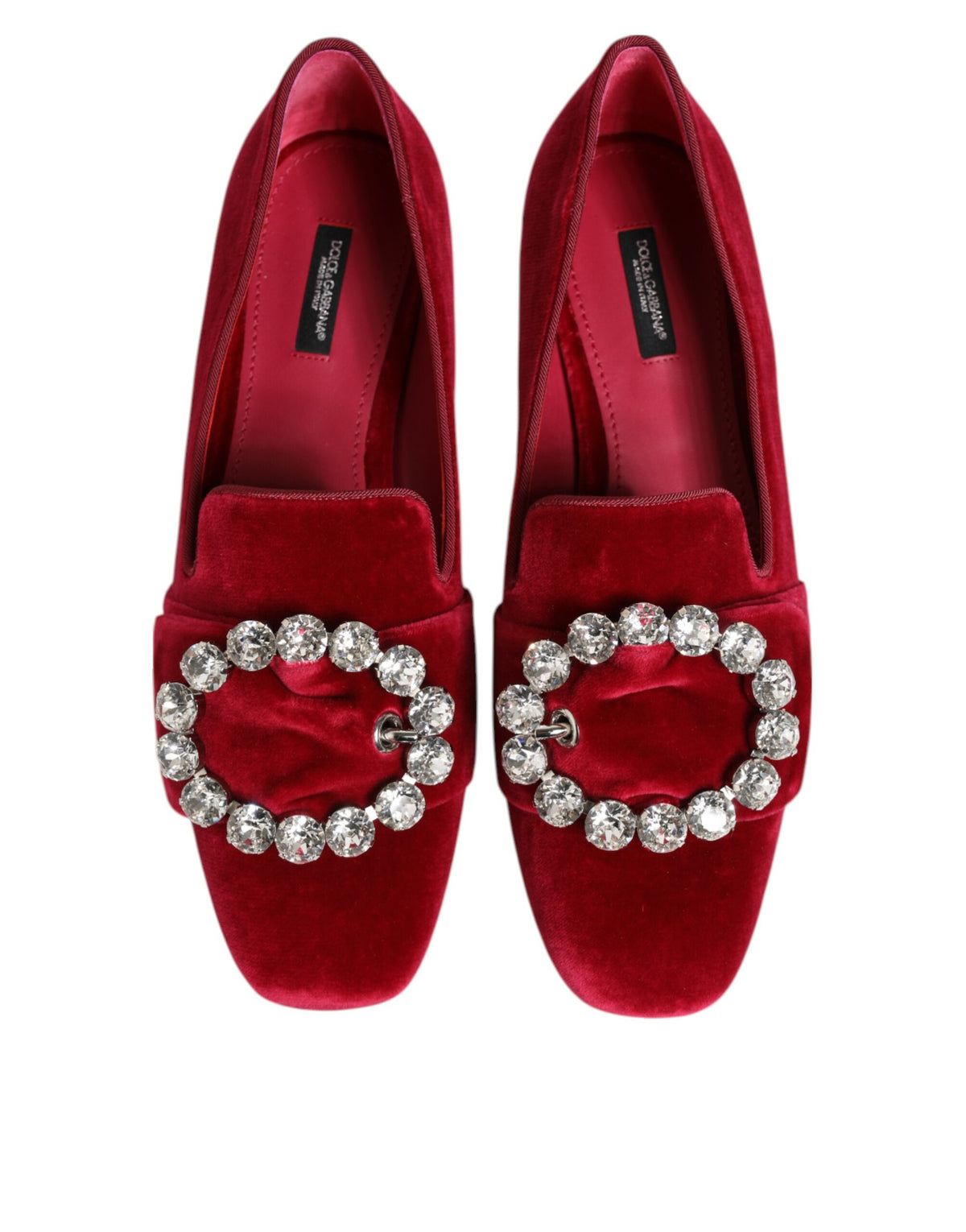 Red Dolce & Gabbana jacquard velvet loafers