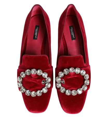Red Dolce & Gabbana jacquard velvet loafers