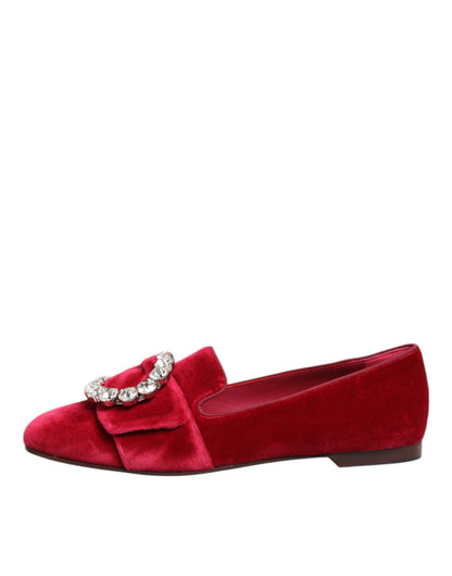 Red Dolce & Gabbana jacquard velvet loafers