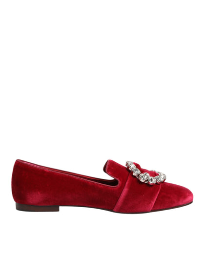 Red Dolce & Gabbana jacquard velvet loafers