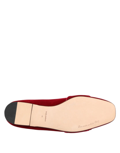 Red Dolce & Gabbana jacquard velvet loafers