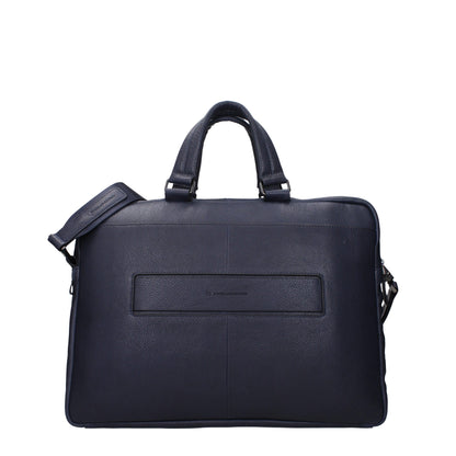 Piquadro Blue Leather Business And Laptop Bags